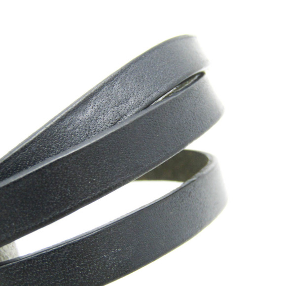 Hermes Hapi Triple Bracelet Choker Leather,Metal No Stone Bangle Black,Silver - Picture 9 of 11